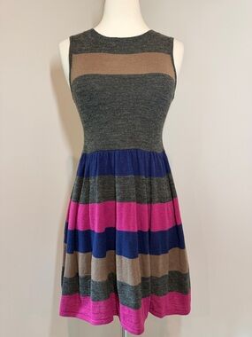 THML Sleeveless Striped Knit Mini Dress in Charcoal, Brown, Blue, Pink